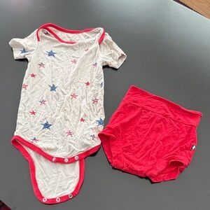 KYTE baby Red and Blue Star Print Baby Bodysuit Set